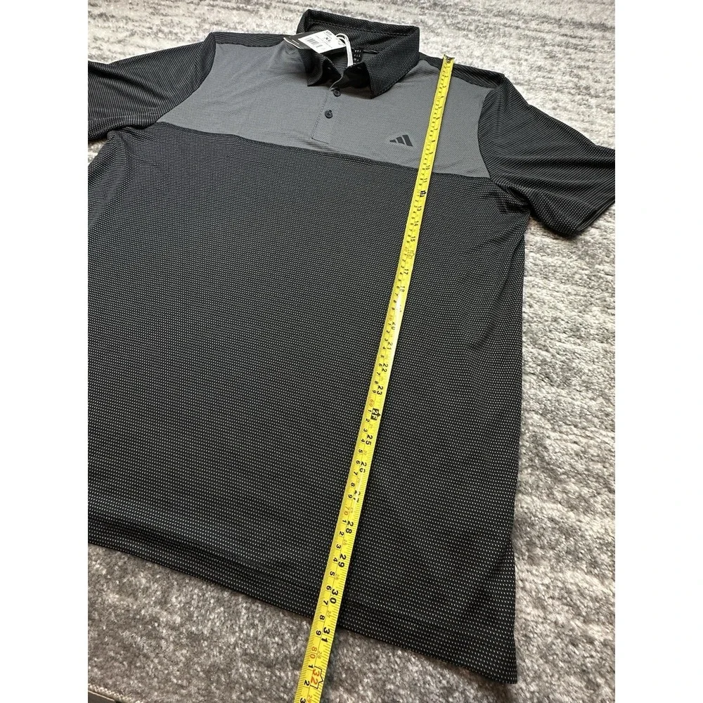 ADIDAS GOLF Men's COLORBLOCK Short Sleeve Polo‎ Black Dotted Large NWT